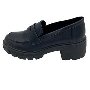 Cushionaire Chunky Penny Loafers Black Lug Sole Memory Foam Goth Grunge Sz‎ 6